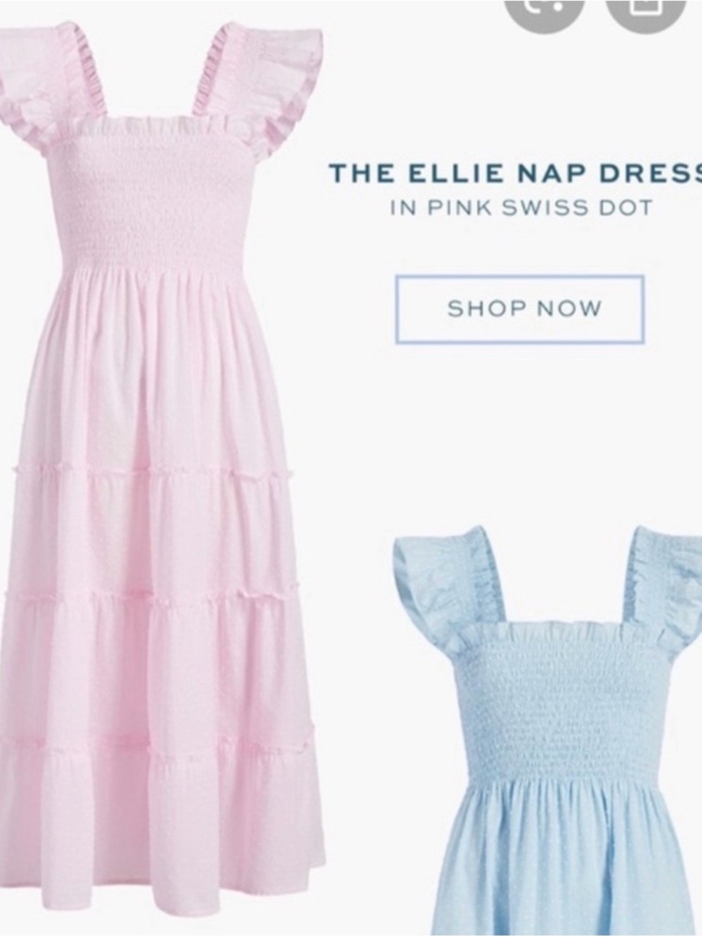 Hill House Ellie Nap Dress Light Pink Swiss Dot Smocked Tiered XL